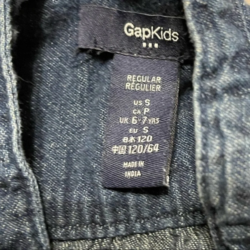 Gap Kids S 100% cotton dark‎ wash denim half button up high collar A line dress